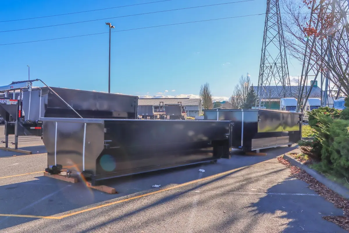 Roll-off dumpster ready for waste disposal at job site for 3 Yard Dumpster Rental in Schuyler Falls
